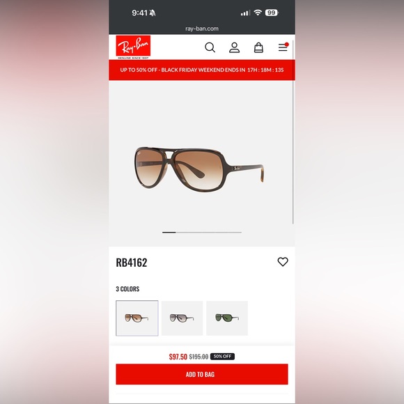 Brand New! - Ray Ban RB4162 Aviator Havana Brown sunglasses - Picture 8 of 9